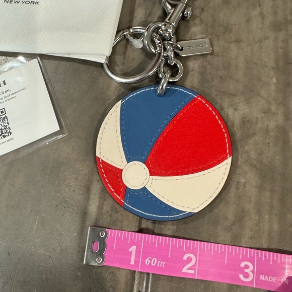COACH red white and blue beachball keychain/bag charm! Comes with COACH pouch! - Picture 5 of 7